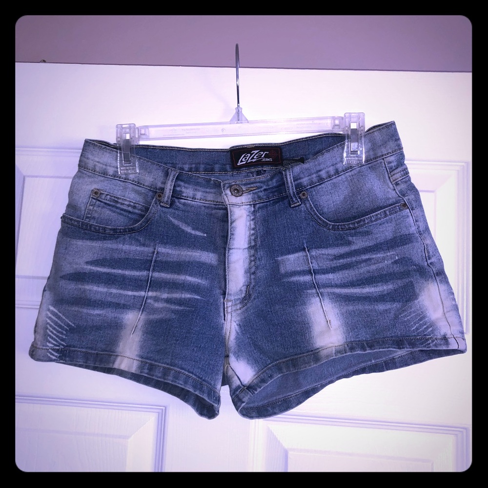 LaZer Bleached Denim Shorts